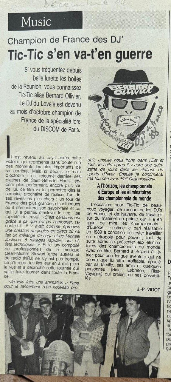 Coupure de presse : « Champion de France des DJ — Tic-Tic s’en va-t-en guerre ».